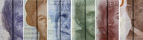 Bild som visar säkerhetstråd sedlar